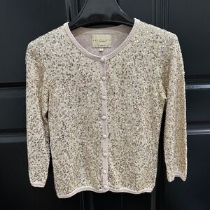 Anthropologie Sanctuary Sequin Sweater Cardigan. Gold/champagne. Size S